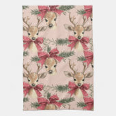 Niedliches Hirsch mit Rotem Bow | Rotes Weihnachts Geschirrtuch (Vertikal)