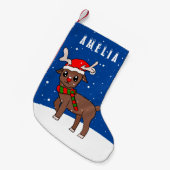 Niedliches Hirsch mit Weihnachtsmannmütze Schnee W Kleiner Weihnachtsstrumpf (Vorderansicht (hängend))