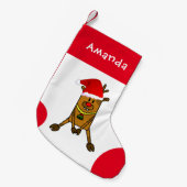 Niedliches Hirsch mit Weihnachtsmannmütze Zeichnen Kleiner Weihnachtsstrumpf (Vorderansicht (hängend))