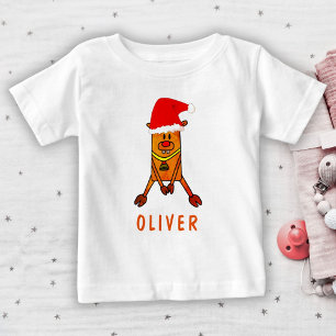 Niedliches Hirsch mit Zeichnend Weihnachtsmannmütz Baby T-shirt