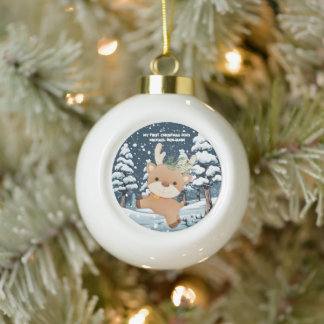 Niedliches Hirsch Personalisiert Baby Keramik Kugel-Ornament