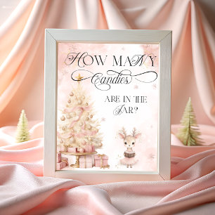 Niedliches Hirsch Rosa Goldener Winter wie viele L Poster