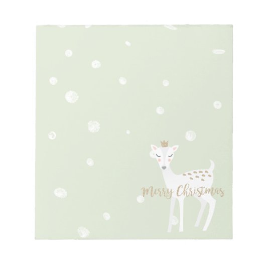 Niedliches Hirsch | Sage Green | Weihnachten Notizblock (Vorderseite)