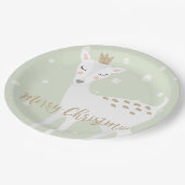 Niedliches Hirsch | Sage Green | Weihnachten Pappteller (Schrägansicht)