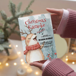 Niedliches Hirsch Singen Weihnachten Karaoke Party Einladung