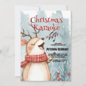Niedliches Hirsch Singen Weihnachten Karaoke Party Einladung (Vorderseite)