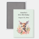 Niedliches Hirsch, umgeben von Ros Birthday Save t Magnet (Vorderseite/Rückseite)