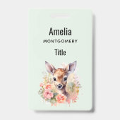 Niedliches Hirsch, umgeben von Rose Ausweis (Rückseite)