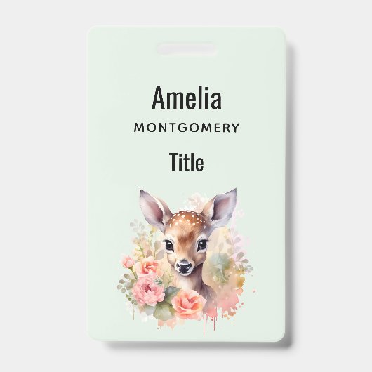 Niedliches Hirsch, umgeben von Rose Ausweis (Vorderseite)