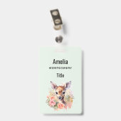 Niedliches Hirsch, umgeben von Rose Ausweis (Rückseite mit Clip)