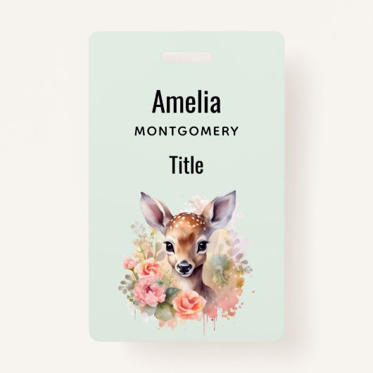 Niedliches Hirsch, umgeben von Rose Ausweis (Rückseite)