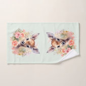 Niedliches Hirsch, umgeben von Rose Badhandtuch Set (Handtuch)