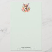 Niedliches Hirsch, umgeben von Rose Briefpapier (Vorderseite)