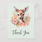 Niedliches Hirsch umgeben von Rose Danke Postkarte (Vorderseite)