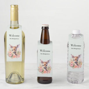 Niedliches Hirsch, umgeben von Rose Flaschenanhänger