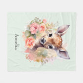 Niedliches Hirsch, umgeben von Rose Fleecedecke (Vorderseite (Horizontal))