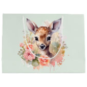 Niedliches Hirsch, umgeben von Rose Große Geschenktüte (Rückseite)