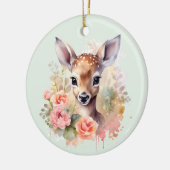 Niedliches Hirsch, umgeben von Rose Keramik Ornament (Links)
