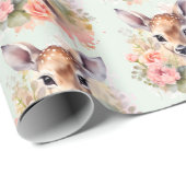 Niedliches Hirsch umgeben von Rose Muster Geschenkpapier (Rolleneckpunkt)