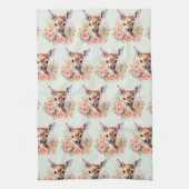 Niedliches Hirsch umgeben von Rose Muster Geschirrtuch (Vertikal)
