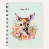 Niedliches Hirsch, umgeben von Rose Notizblock (Vorderseite)
