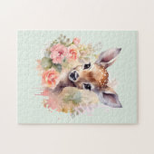 Niedliches Hirsch, umgeben von Rose Puzzle (Horizontal)