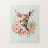 Niedliches Hirsch, umgeben von Rose Puzzle (Vertikal)