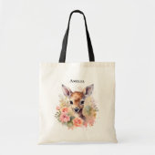 Niedliches Hirsch, umgeben von Rose Tragetasche (Vorne)