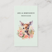 Niedliches Hirsch, umgeben von Rose Visitenkarte (Vorderseite)