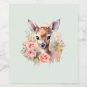 Niedliches Hirsch, umgeben von Rose Weinetikett (Einzelnes Label)