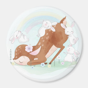 Niedliches Hirsch und Bunnies Magnet