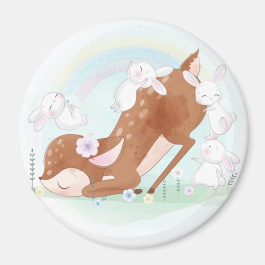 Niedliches Hirsch und Bunnies Magnet (Vorne)