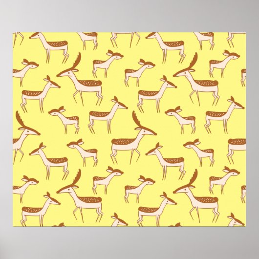Niedliches Hirsch und Familie auf Pastellgelb Poster (Vorne)