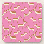Niedliches Hirsch und Familie auf rosa Getränkeuntersetzer (Vorderseite)