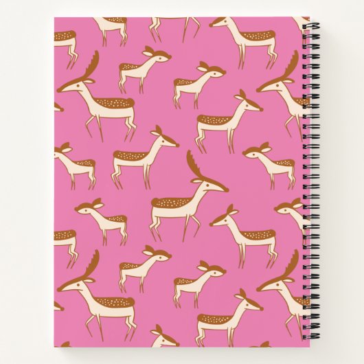 Niedliches Hirsch und Familie auf rosa Notizblock (Rückseite)