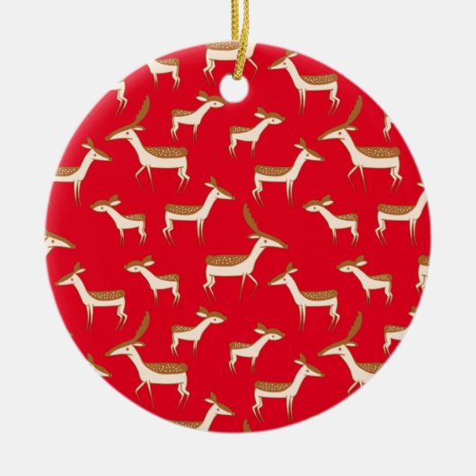 Niedliches Hirsch und Familie Keramik Ornament (Vorne)