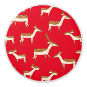 Niedliches Hirsch und Familie Keramikknauf (Vorderseite)