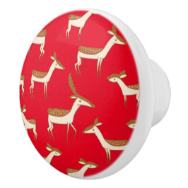 Niedliches Hirsch und Familie Keramikknauf