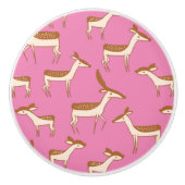 Niedliches Hirsch und Familie Keramikknauf (Vorderseite)