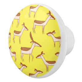 Niedliches Hirsch und Familie Keramikknauf