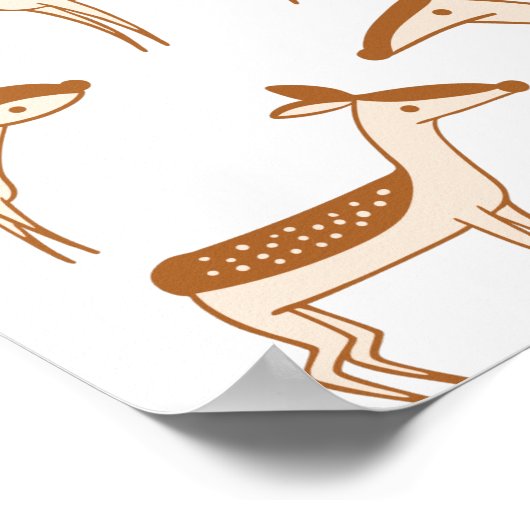 Niedliches Hirsch und Familie Poster (Ecke)