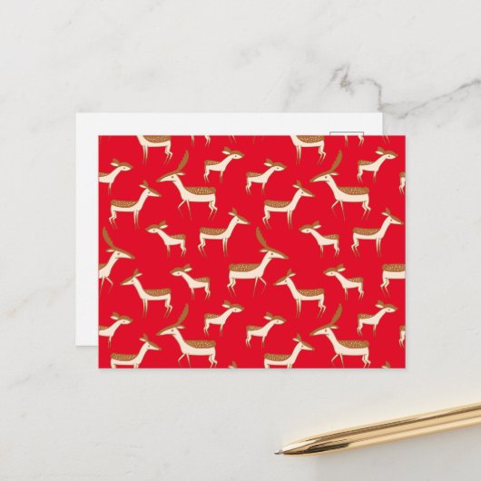 Niedliches Hirsch und Familie Postkarte (Vorderseite/Rückseite Beispiel)