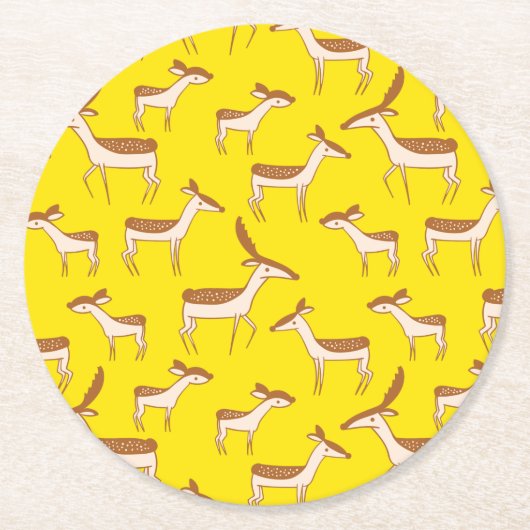 Niedliches Hirsch und Familie Runder Pappuntersetzer (Vorderseite)