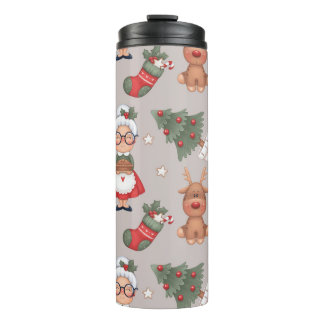 Niedliches Hirsch und Weihnachtsmänner mit Schneem Thermosbecher