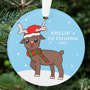 Niedliches Hirschbaby Zeichne 1. Weihnachten Ornament