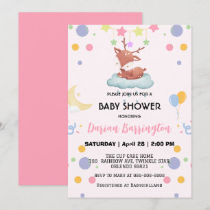 Niedliches Hirschballon Babydusche Party Einladung