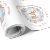Niedliches Hirschblauer Weihnachtswackelpapier Geschenkpapier (Rolleneckpunkt)
