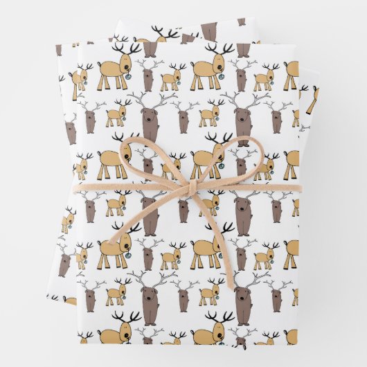 Niedliches Hirschbuck Bull Elk Handgezeichnetes Ba Geschenkpapier Set (Beispiel)