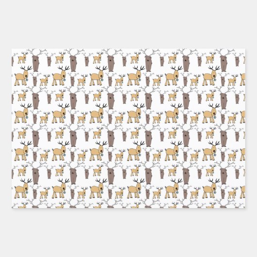 Niedliches Hirschbuck Bull Elk Handgezeichnetes Ba Geschenkpapier Set (Vorderseite 3)