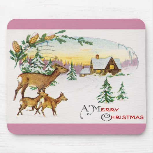 Niedliches Hirschfamilienhaus Mousepad (Vorne)